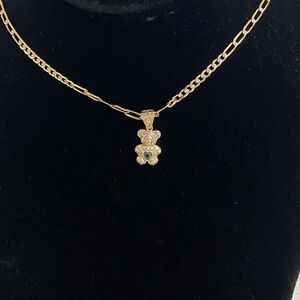 14K gold teddy bear pendant